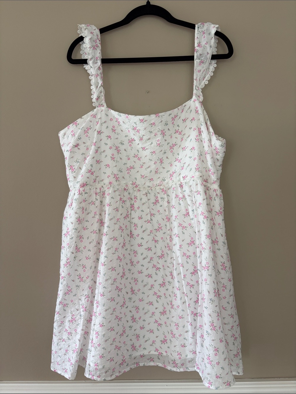 ARULA White Dress with Pink Flowers